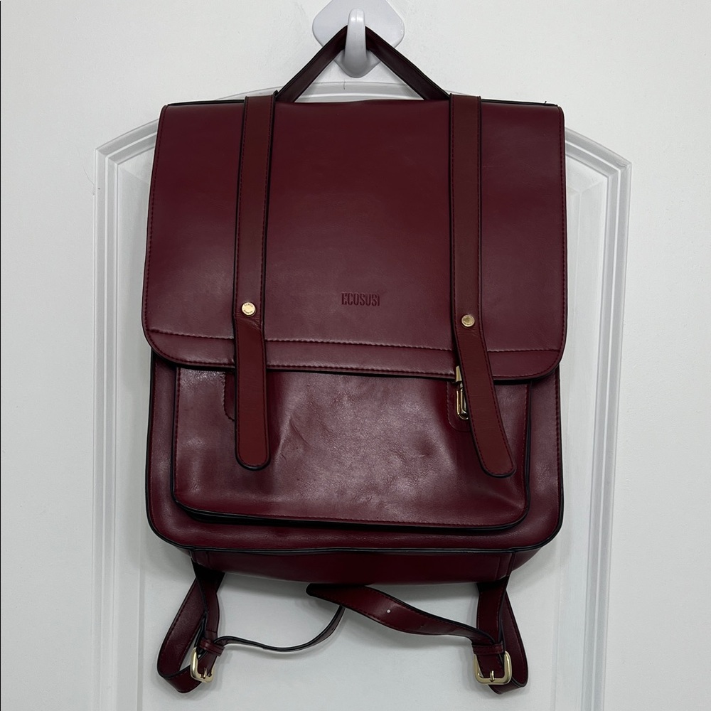 Preppy Stylish PU Leather Backpack Harry Potter-ish Maroon Merlot Burgundy Wine